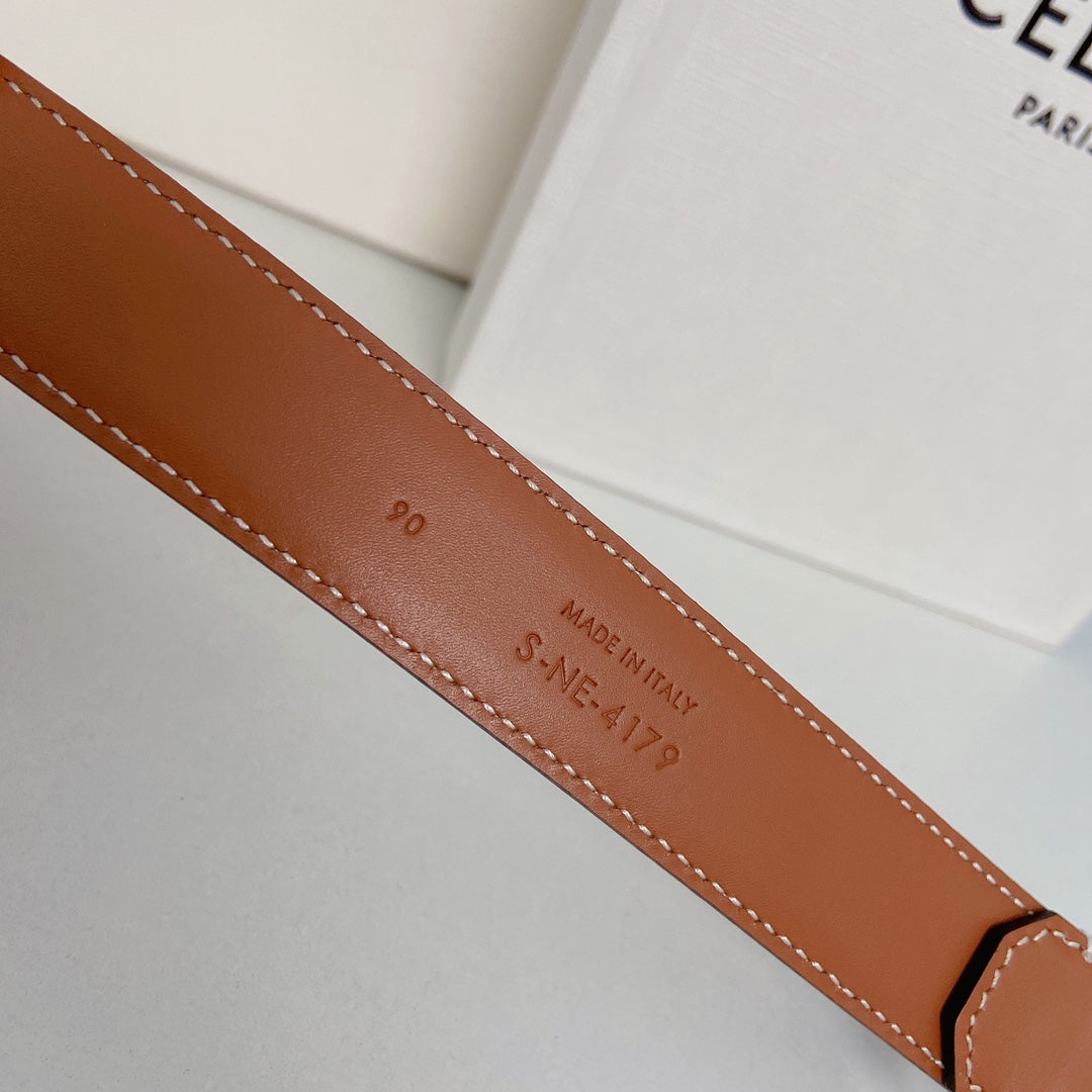 Medium Spike Belt 25mm Tan Calfskin Loop Silver Shw - 30