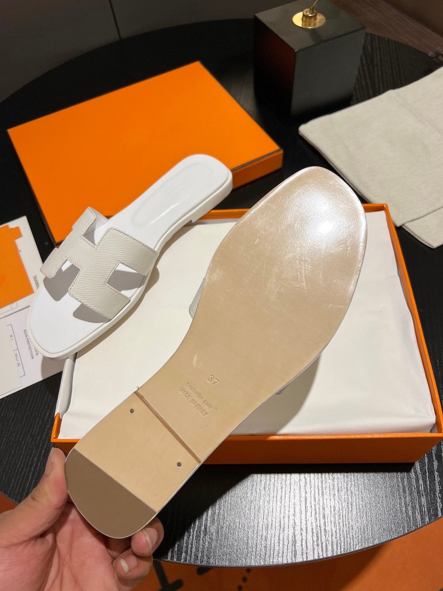 0RAN SANDAL Leather White - 35
