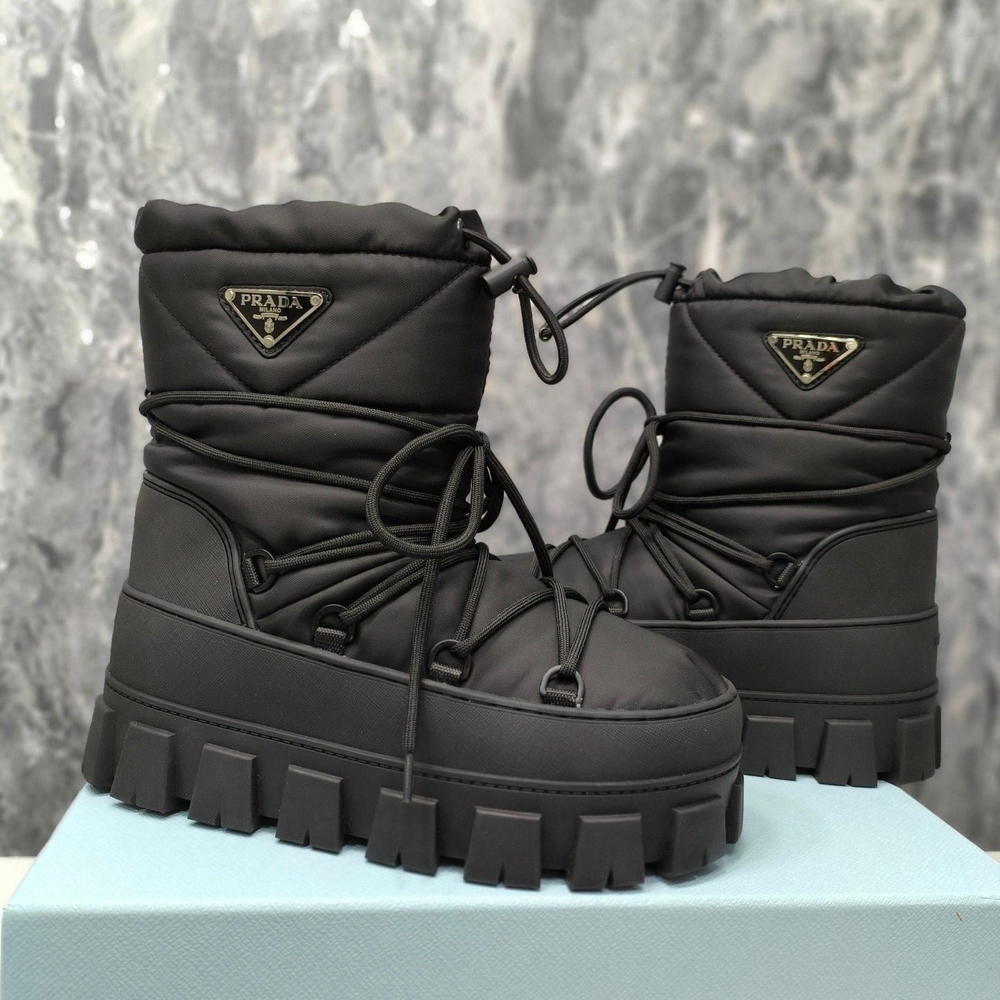 PRA RE-NYLON GABARDINE APRÈS SKI BOOTIES BLACK - 35