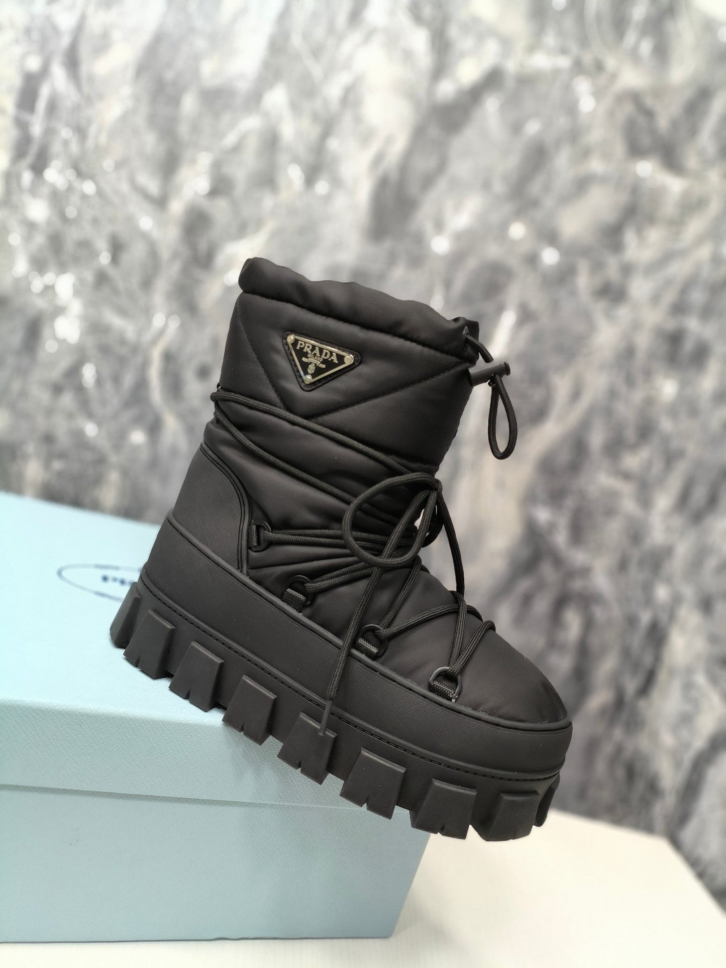 PRA RE-NYLON GABARDINE APRÈS SKI BOOTIES BLACK - 35