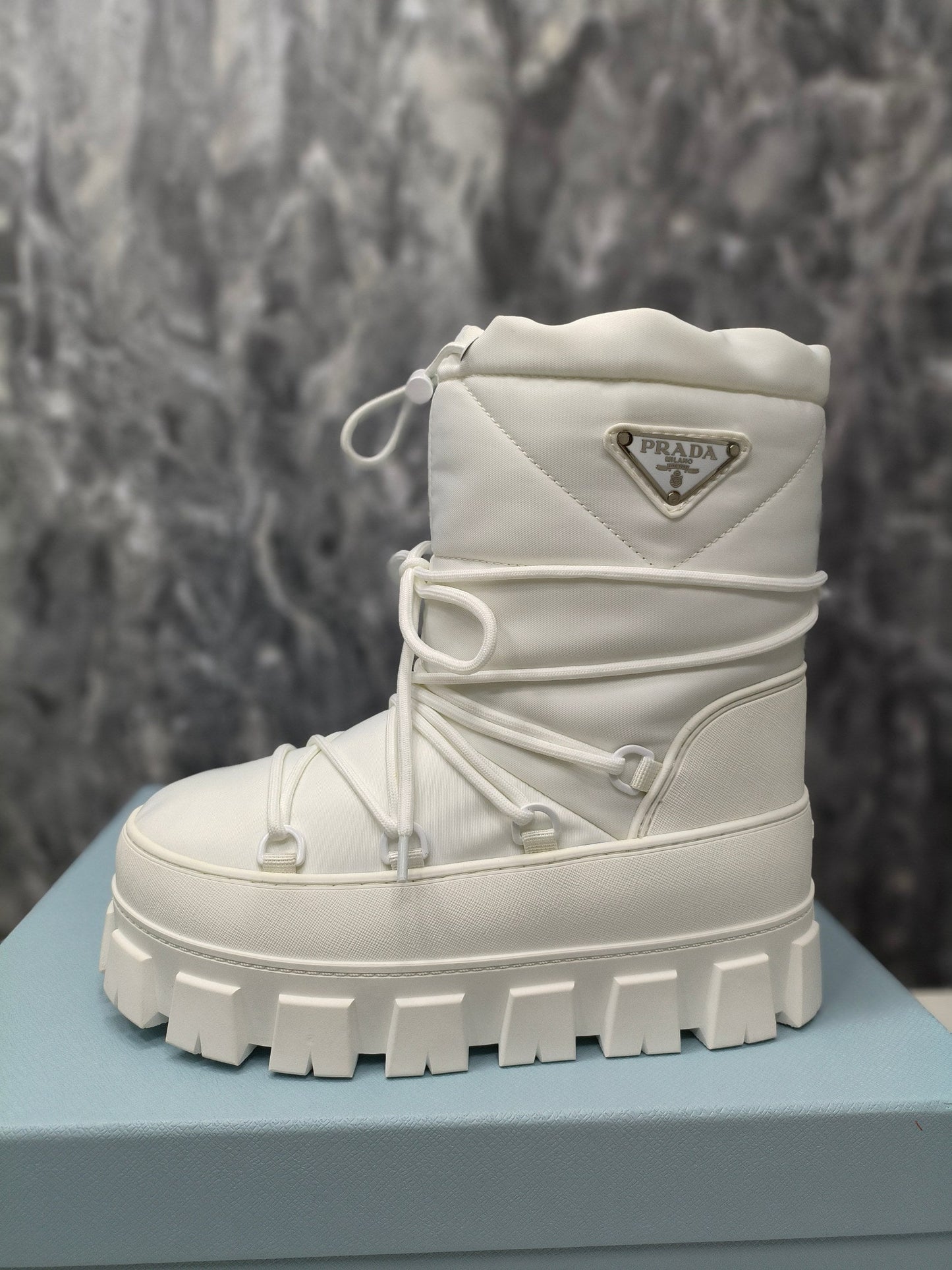 PRA RE-NYLON GABARDINE APRÈS SKI BOOTIES WHITE - 35