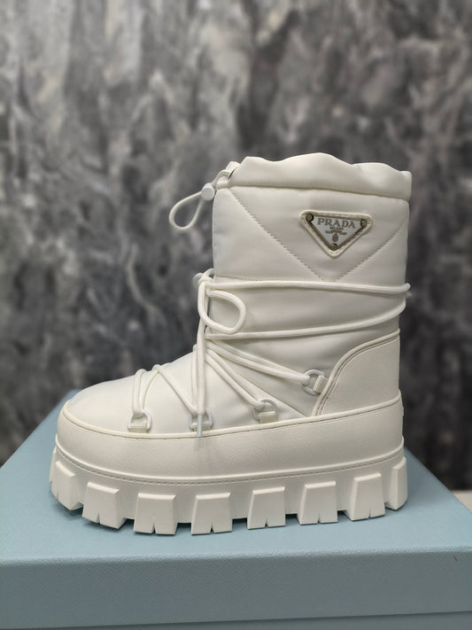 PRA RE-NYLON GABARDINE APRÈS SKI BOOTIES WHITE - 35