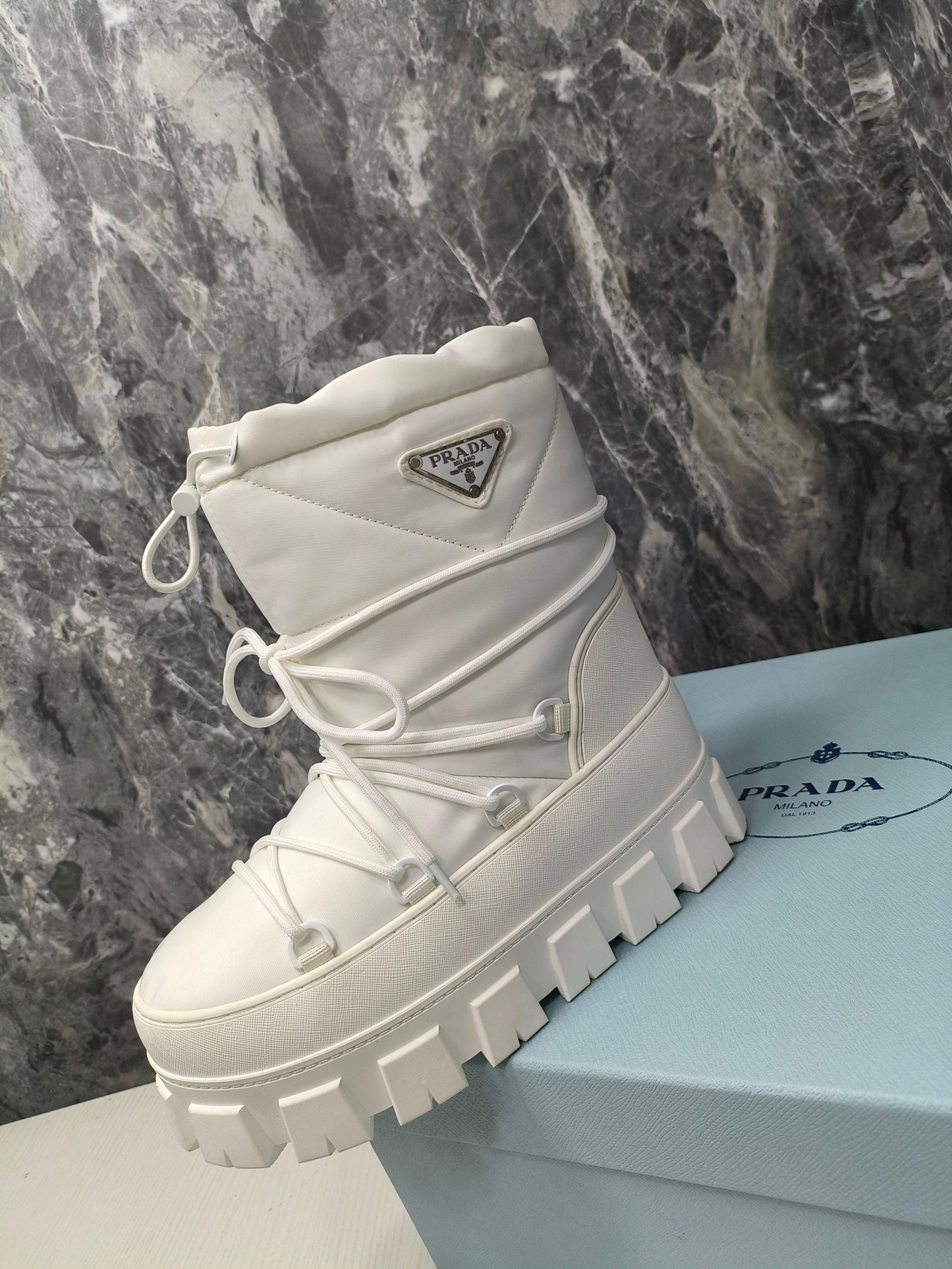 PRA RE-NYLON GABARDINE APRÈS SKI BOOTIES WHITE - 35