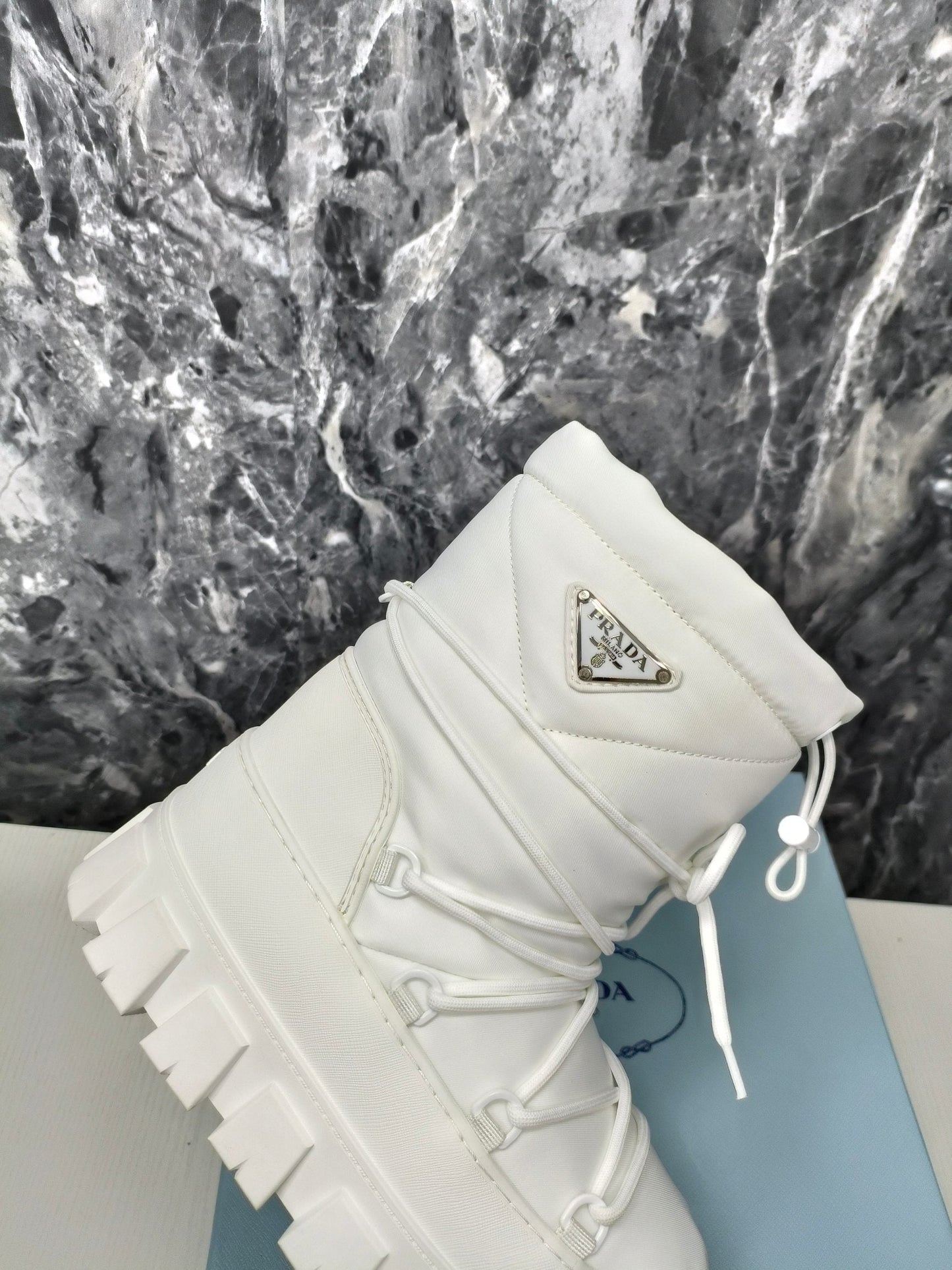 PRA RE-NYLON GABARDINE APRÈS SKI BOOTIES WHITE - 35