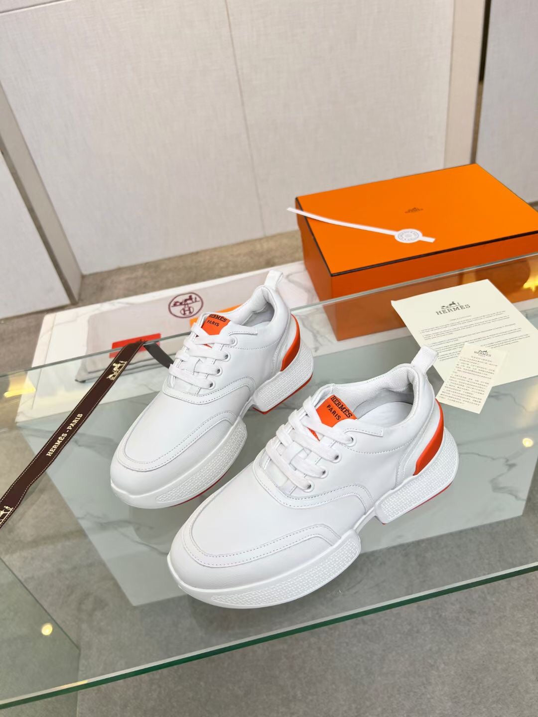 GIGA SNEAKER ORANGE MIX WHITE CALFSKIN - 35