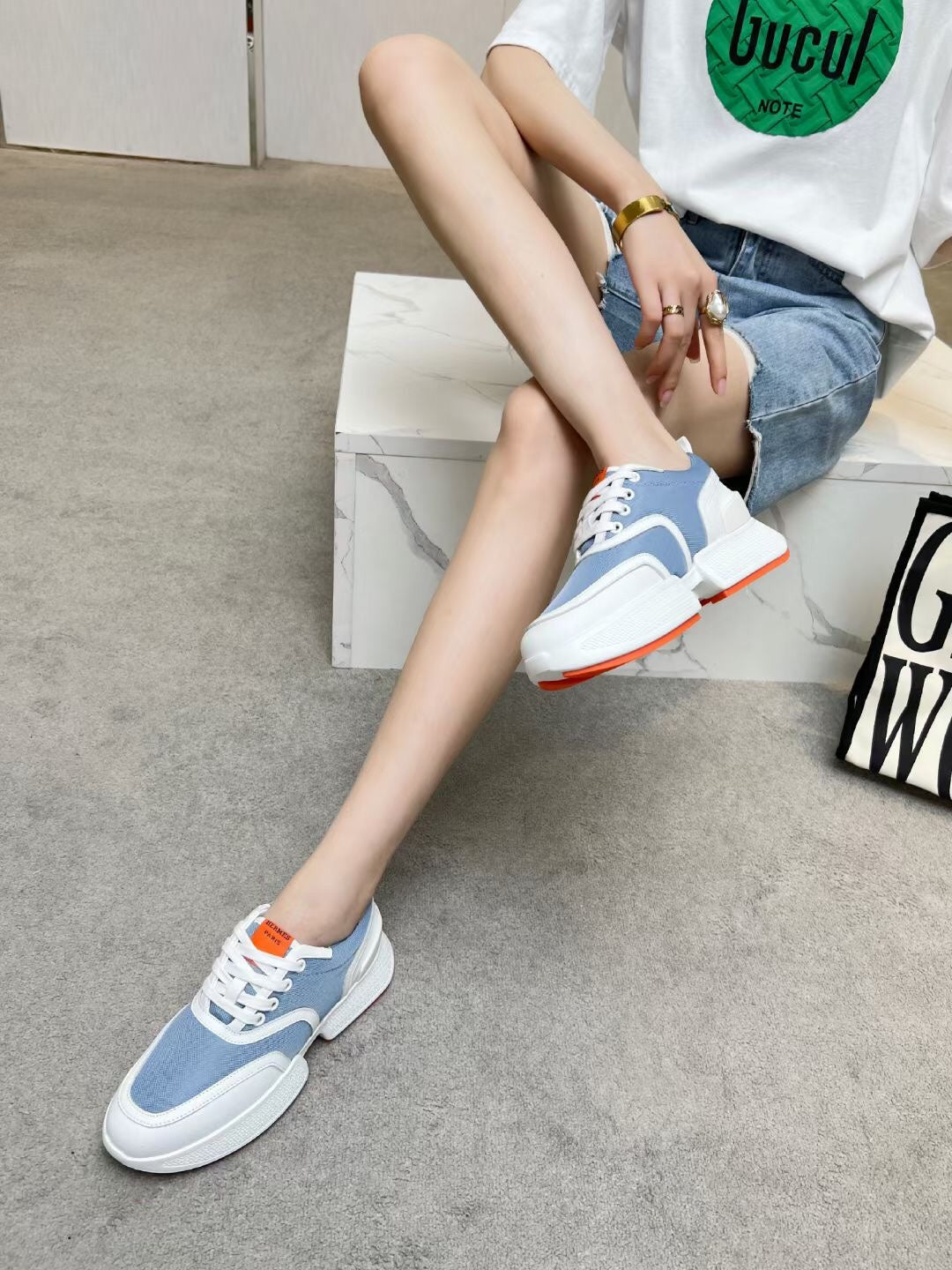 GIGA SNEAKER SKY MIX WHITE CALFSKIN - 35