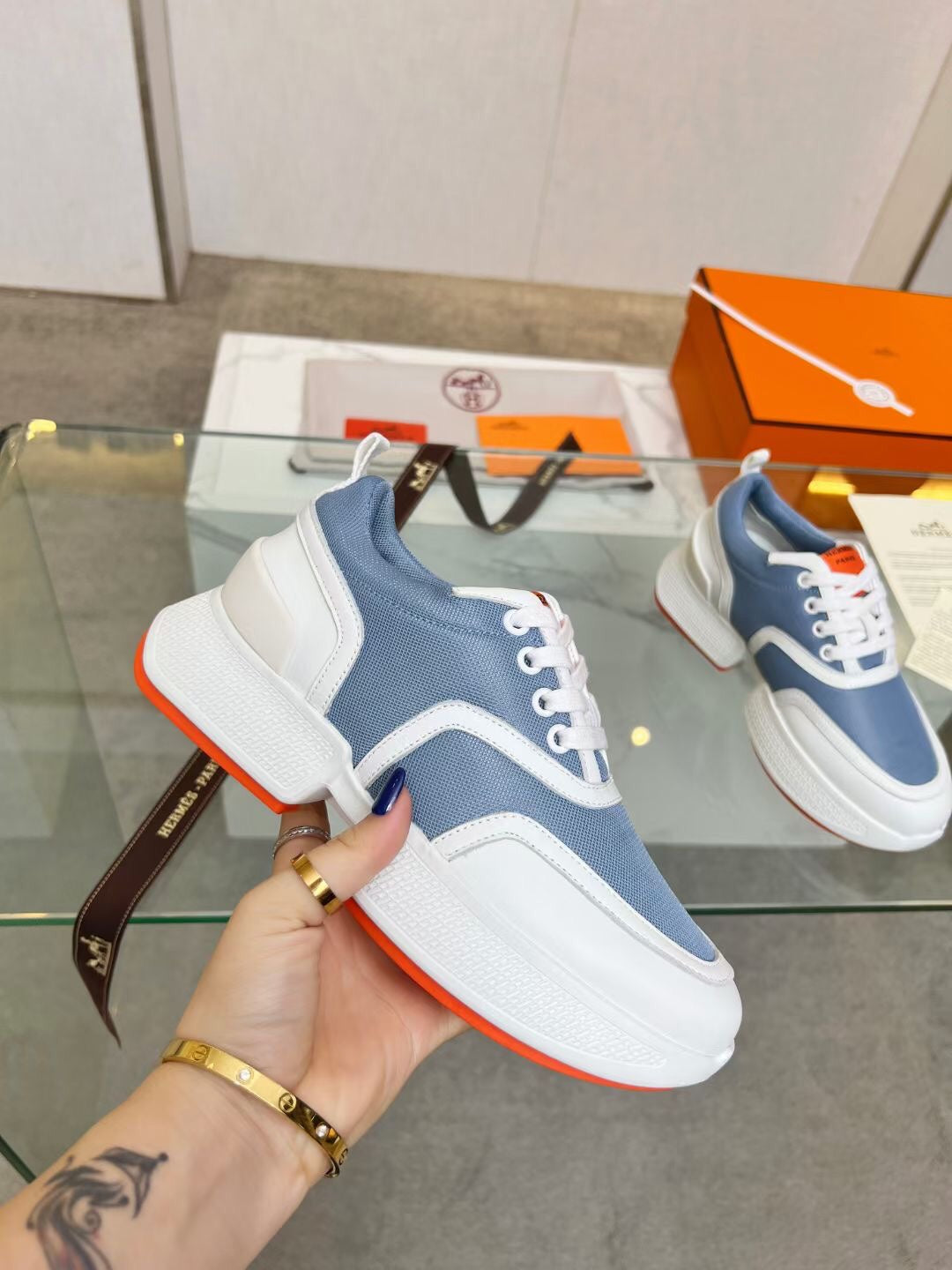 GIGA SNEAKER SKY MIX WHITE CALFSKIN - 35
