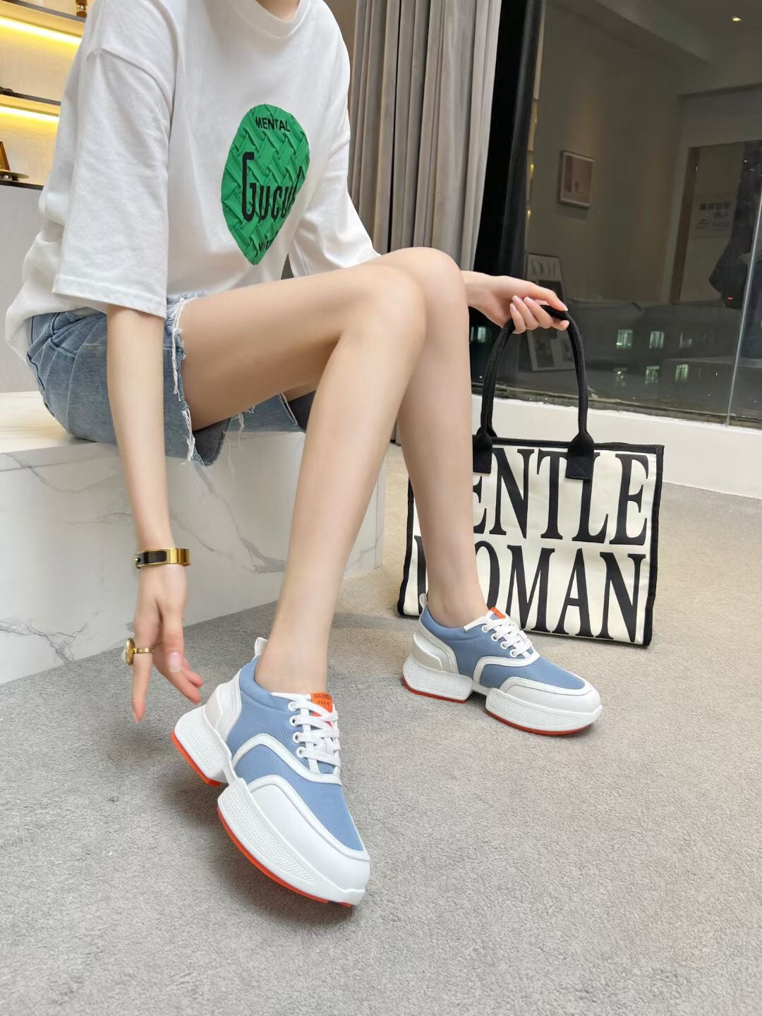 GIGA SNEAKER SKY MIX WHITE CALFSKIN - 35