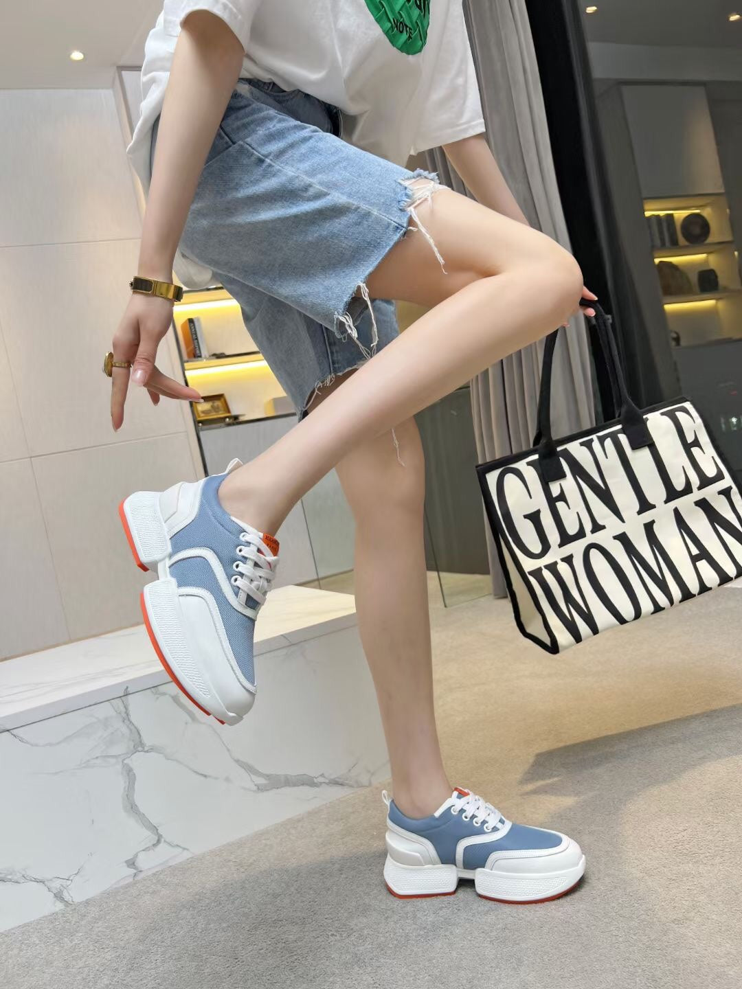 GIGA SNEAKER SKY MIX WHITE CALFSKIN - 35