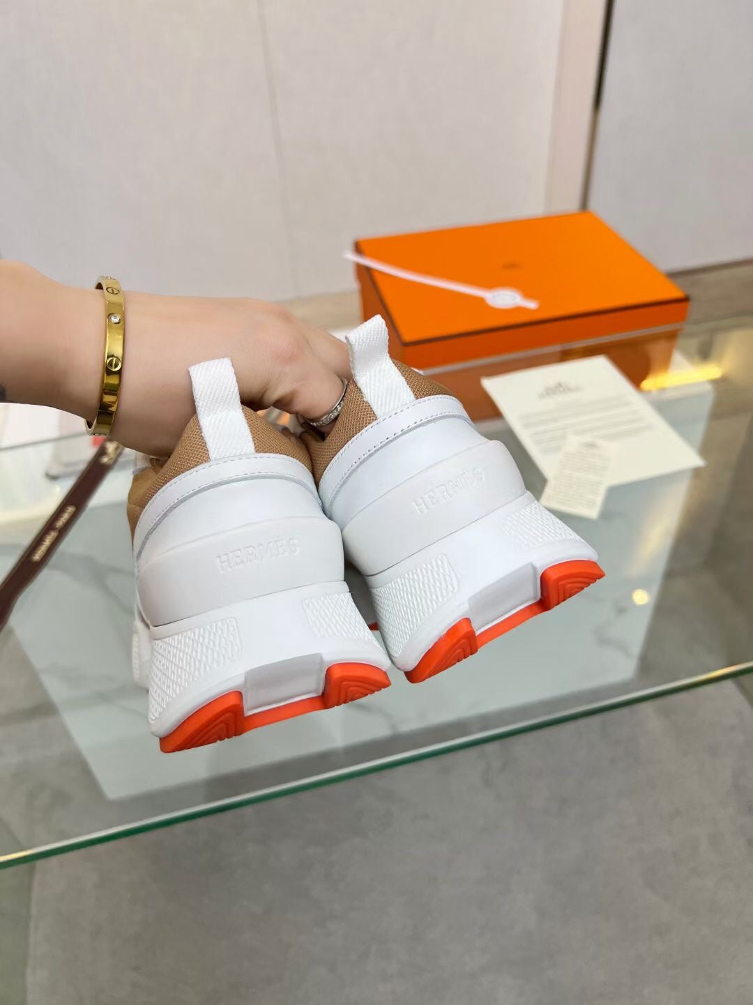 GIGA SNEAKER CARAMEL MIX WHITE CALFSKIN - 35