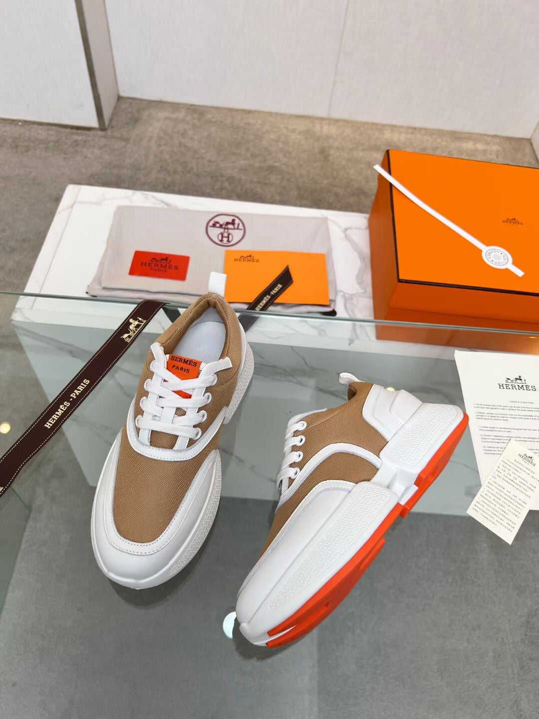 GIGA SNEAKER CARAMEL MIX WHITE CALFSKIN - 35