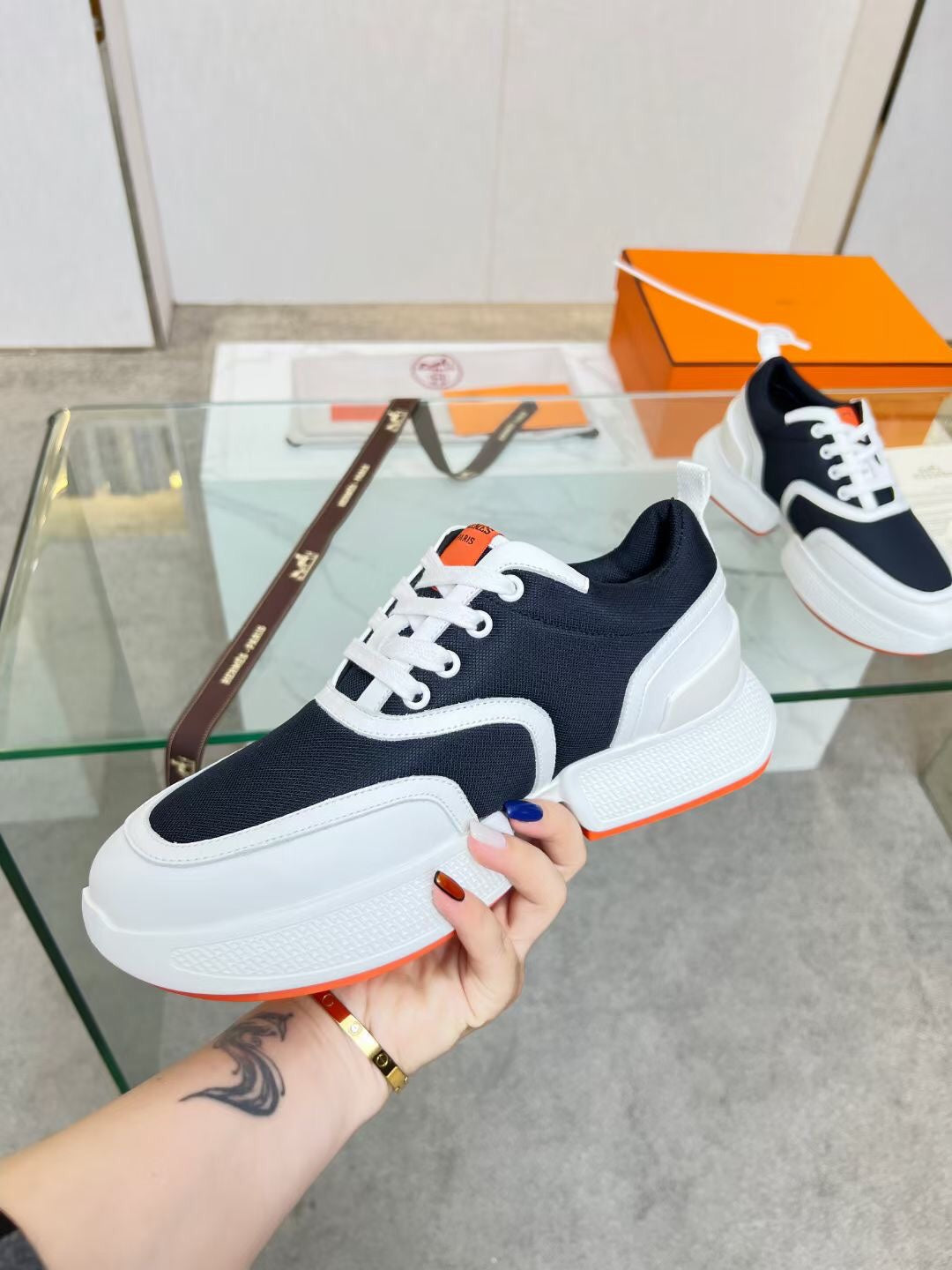 GIGA SNEAKER CHARCOAL BLUE CALFSKIN - 35