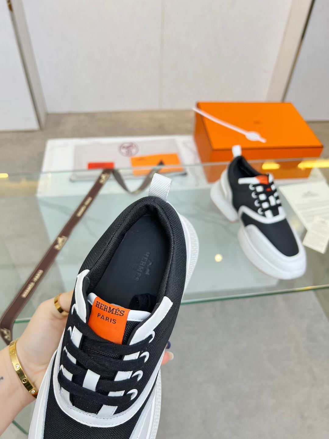 GIGA SNEAKER BLACK MIX WHITE CALFSKIN - 35