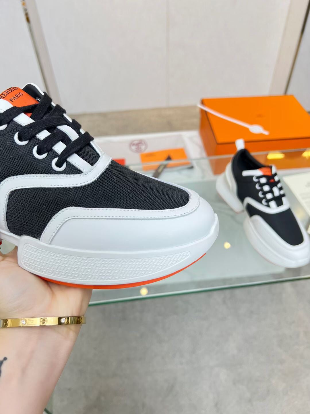 GIGA SNEAKER BLACK MIX WHITE CALFSKIN - 35
