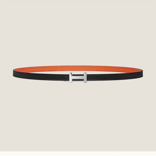 HM FOCUS BUCKLE & REVERSIBLE ORANGE AND BLACK LEATHER STRAP 13MM SILVER HARDWARE - 30
