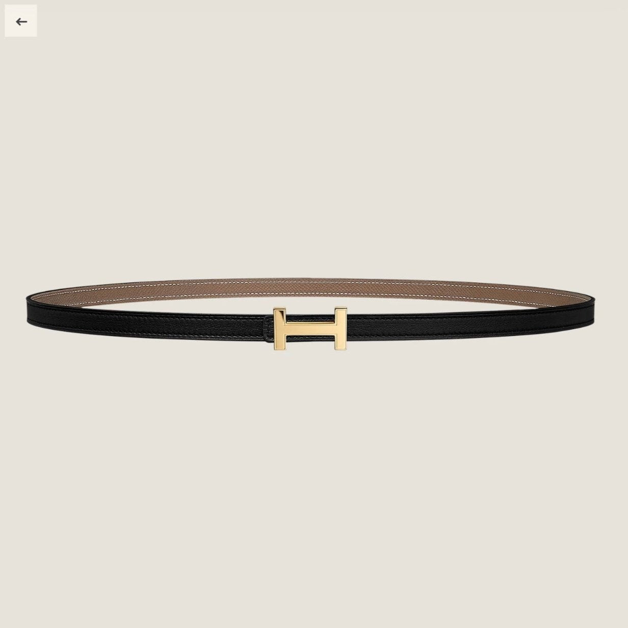 HM FOCUS BUCKLE & REVERSIBLE BLACK AND KHAKI BROWN LEATHER STRAP 13MM GOLD HARDWARE - 30