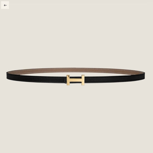 HM FOCUS BUCKLE & REVERSIBLE BLACK AND KHAKI BROWN LEATHER STRAP 13MM GOLD HARDWARE - 30