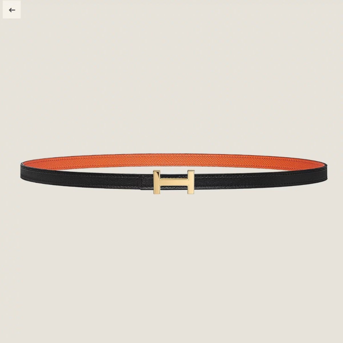 HM FOCUS BUCKLE & REVERSIBLE BLACK AND ORANGE LEATHER STRAP 13MM GOLD HARDWARE - 30