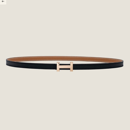 HM FOCUS BUCKLE & REVERSIBLE BLACK AND TAWNY BROWN LEATHER STRAP 13MM COPPER HARDWARE - 30