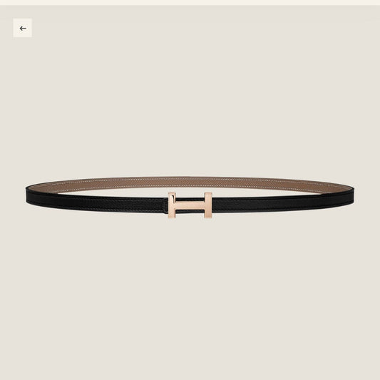 HM FOCUS BUCKLE & REVERSIBLE BLACK AND CAMEL BROWN LEATHER STRAP 13MM COPPER HARDWARE - 30