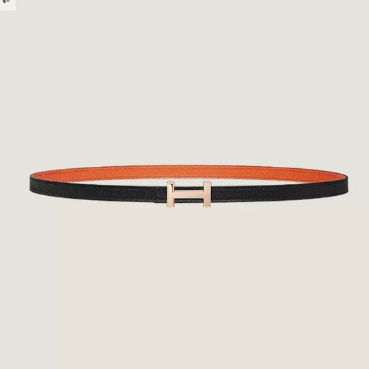HM FOCUS BUCKLE & REVERSIBLE BLACK AND ORANGE LEATHER STRAP 13MM COPPER HARDWARE - 30