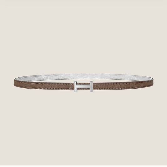 HM FOCUS BUCKLE & REVERSIBLE PEANUT BROWN AND WHITE LEATHER STRAP 13MM SILVER HARDWARE - 30
