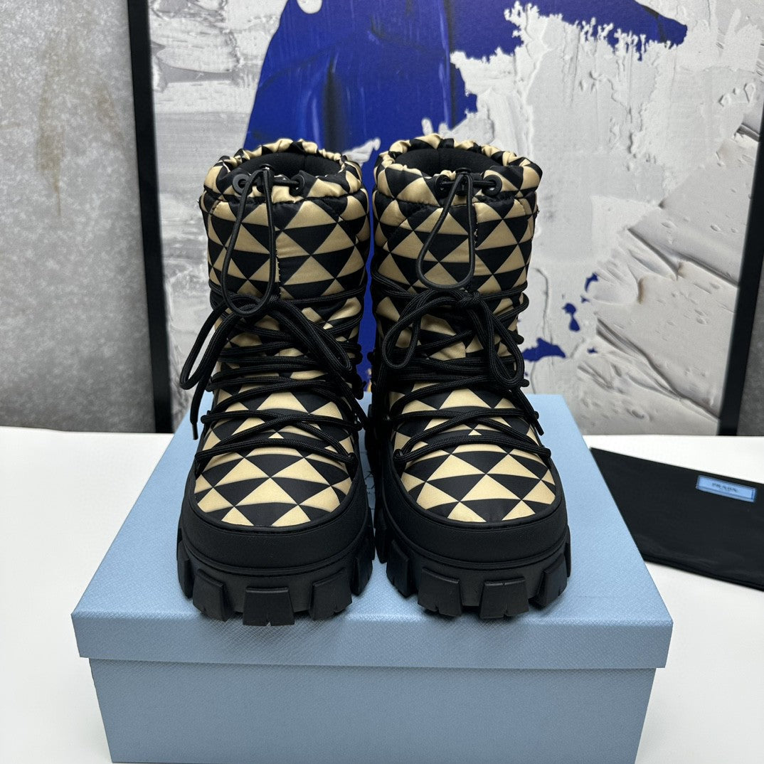 PRA RE-NYLON GABARDINE APRÈS SKI BOOTIES BLACK AND BEIGE - 35