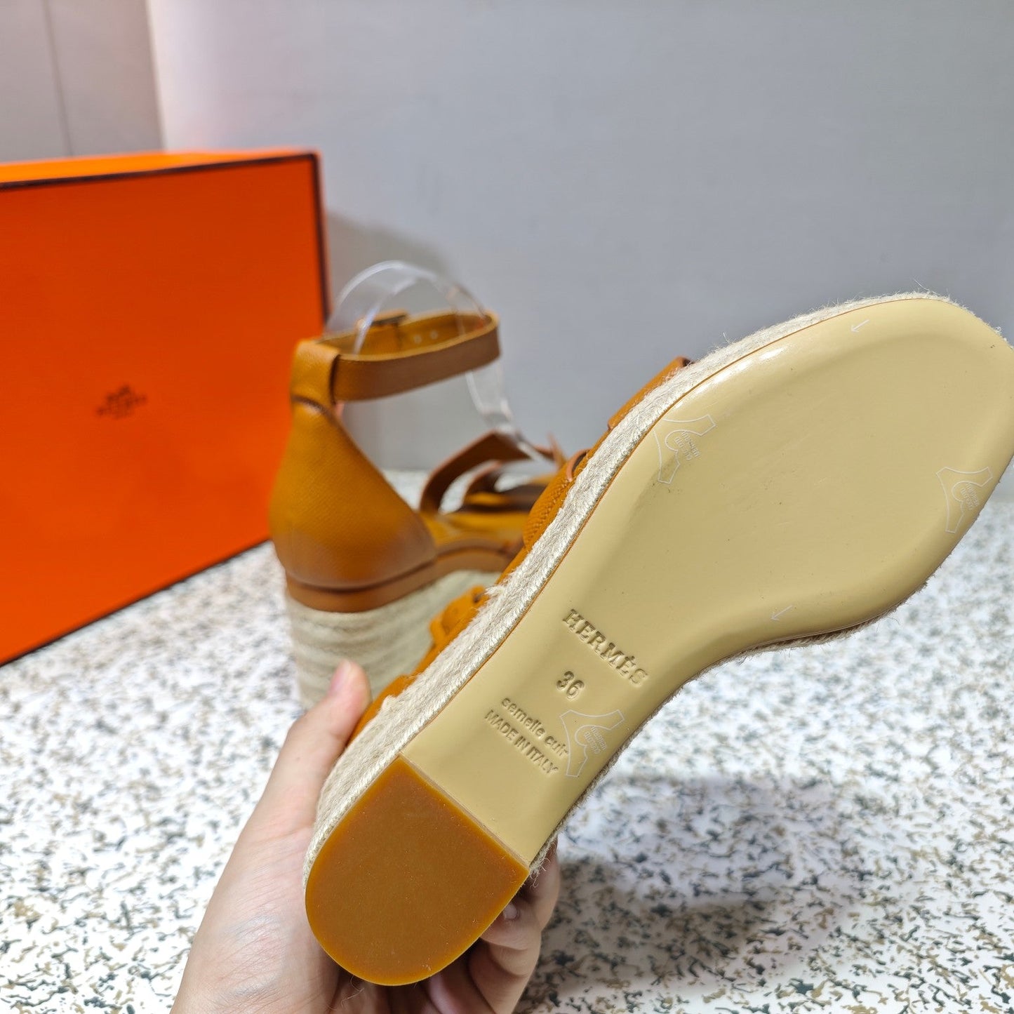 ELDA ESPADRILLE 80 AMBER CALFSKIN - 35