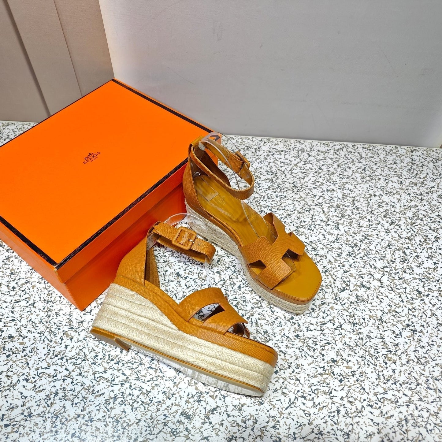 ELDA ESPADRILLE 80 AMBER CALFSKIN - 35