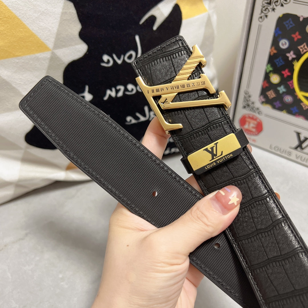 LV 25S BELT 38 MM IN BLACK CALFSKIN 593268 - 26-28