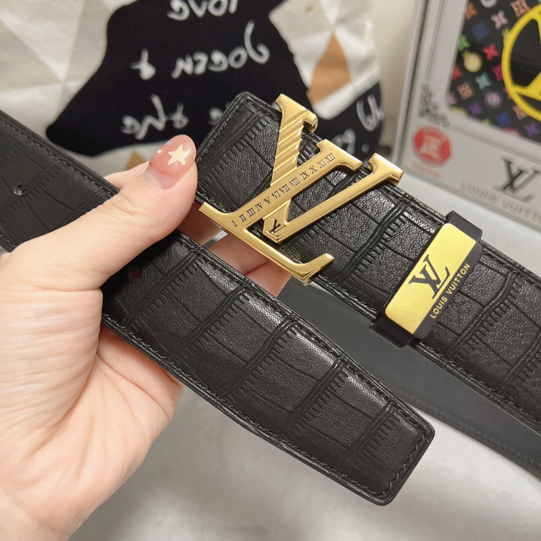 LV 25S BELT 38 MM IN BLACK CALFSKIN 593268 - 26-28