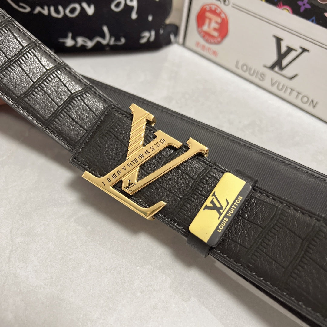 LV 25S BELT 38 MM IN BLACK CALFSKIN 593268 - 26-28