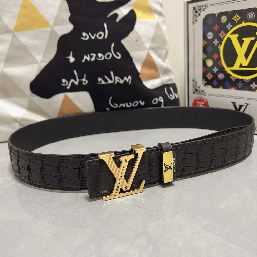 LV 25S BELT 38 MM IN BLACK CALFSKIN 593268 - 26-28