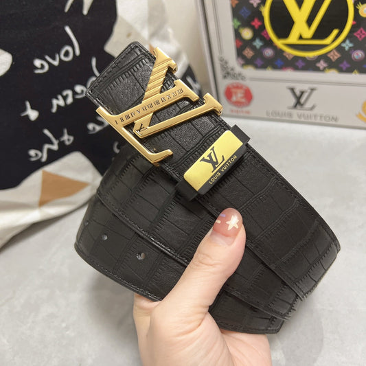 LV 25S BELT 38 MM IN BLACK CALFSKIN 593268 - 26-28