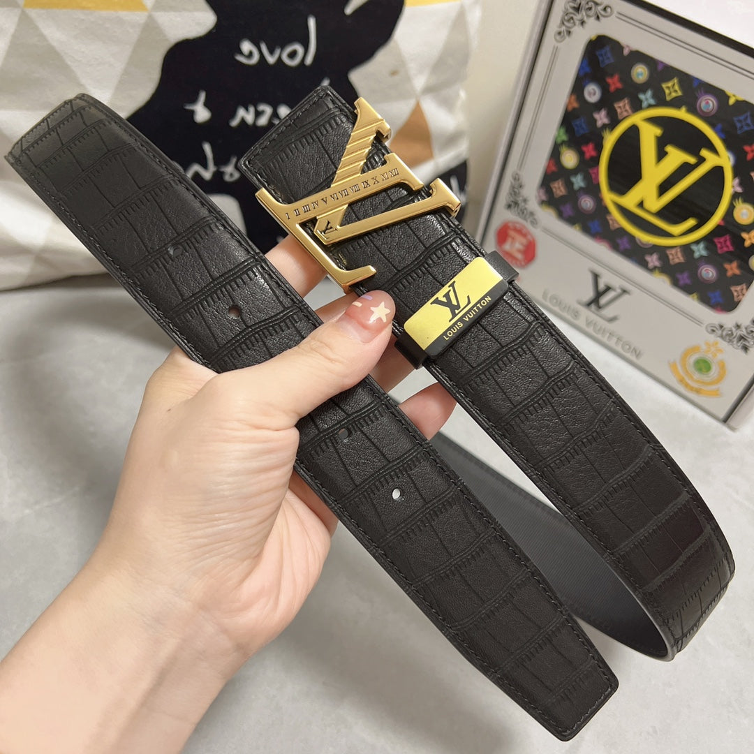 LV 25S BELT 38 MM IN BLACK CALFSKIN 593268 - 26-28