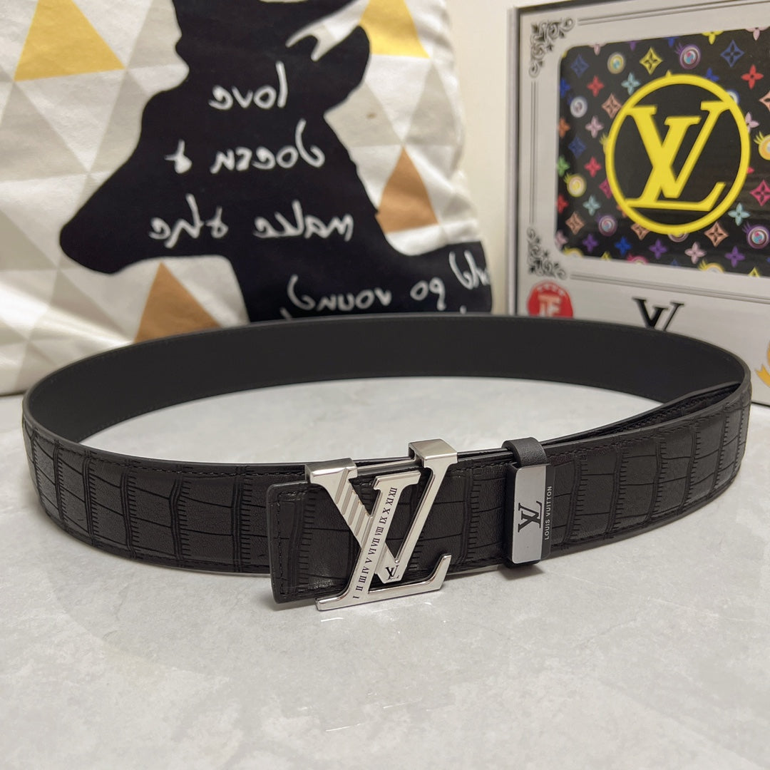 LV 25S BELT 38 MM IN BLACK CALFSKIN 593269 - 26-28