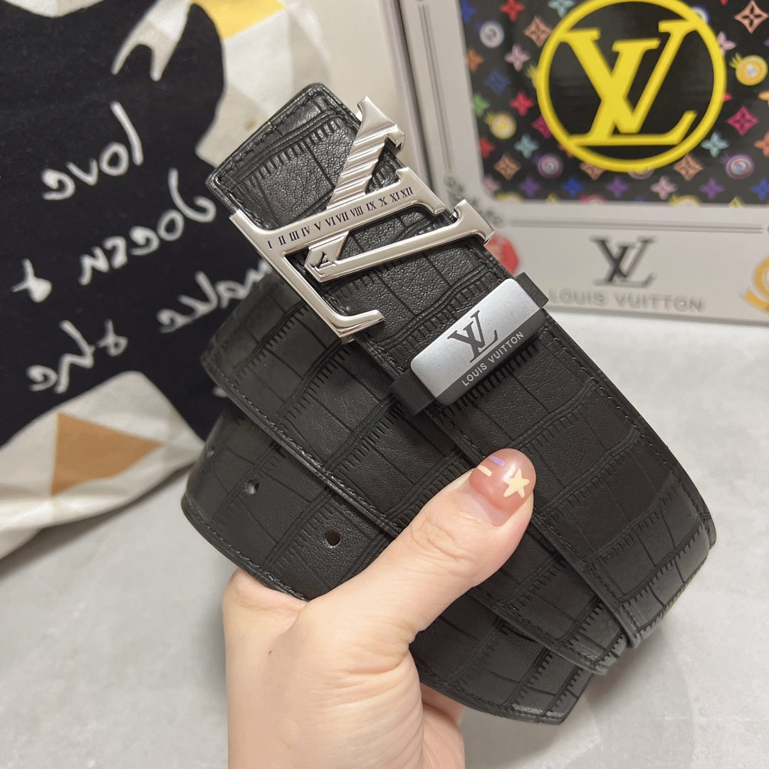 LV 25S BELT 38 MM IN BLACK CALFSKIN 593269 - 26-28