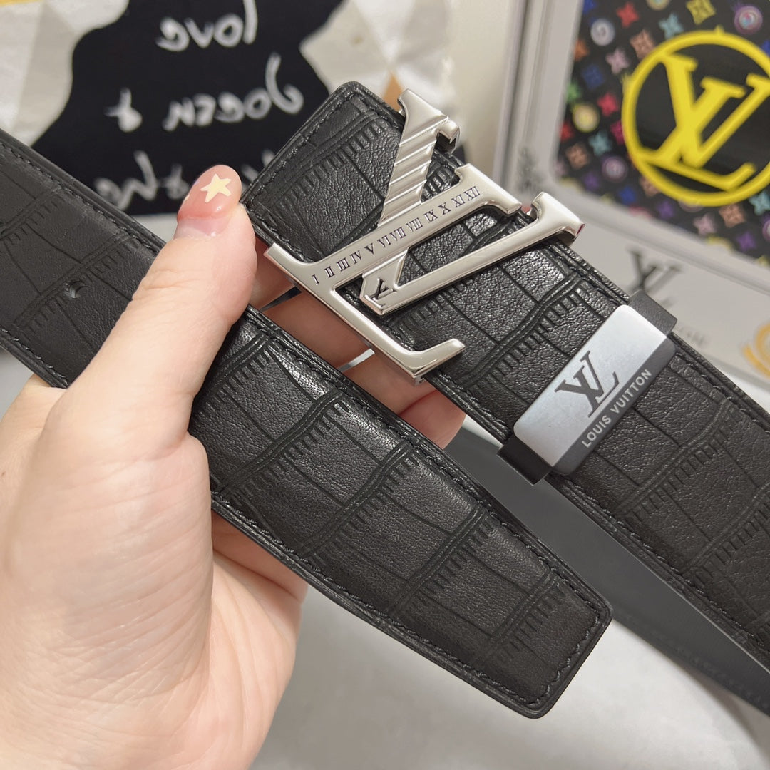 LV 25S BELT 38 MM IN BLACK CALFSKIN 593269 - 26-28