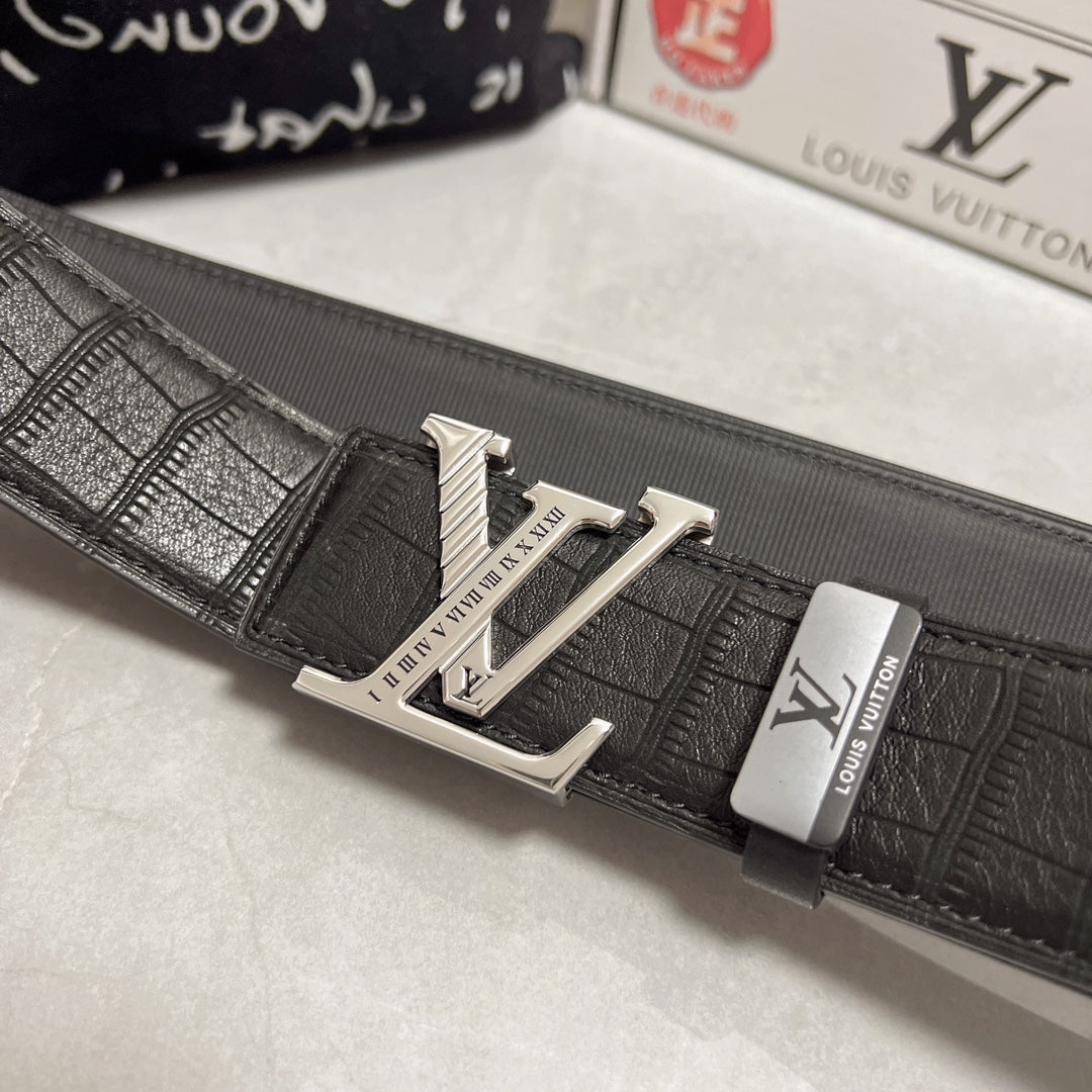 LV 25S BELT 38 MM IN BLACK CALFSKIN 593269 - 26-28