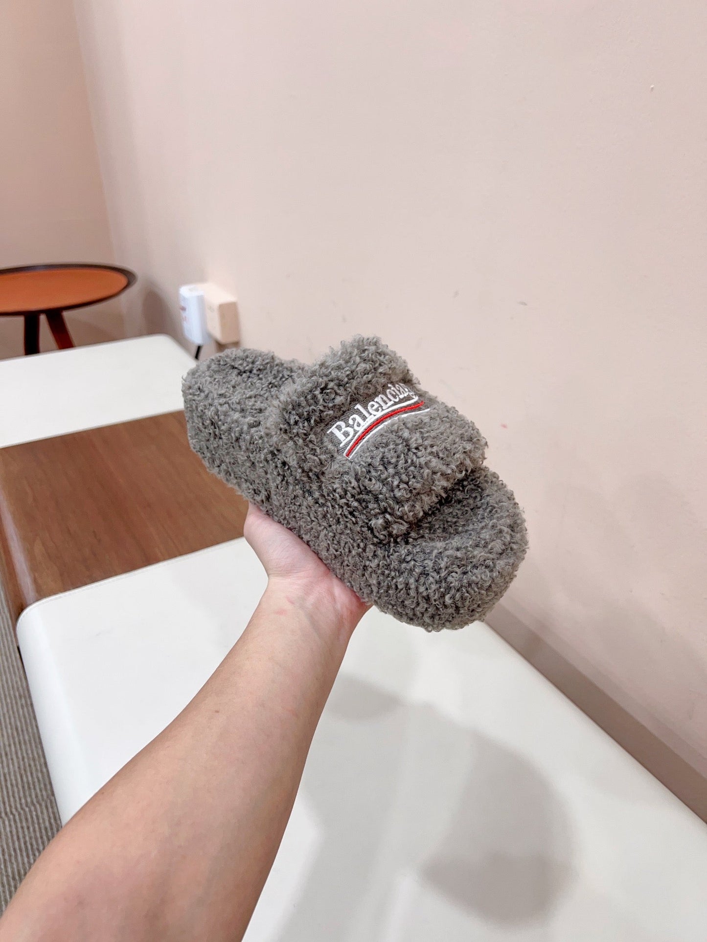 THICK-SOLED SLIPPERS IN GRAY WOOL - 35