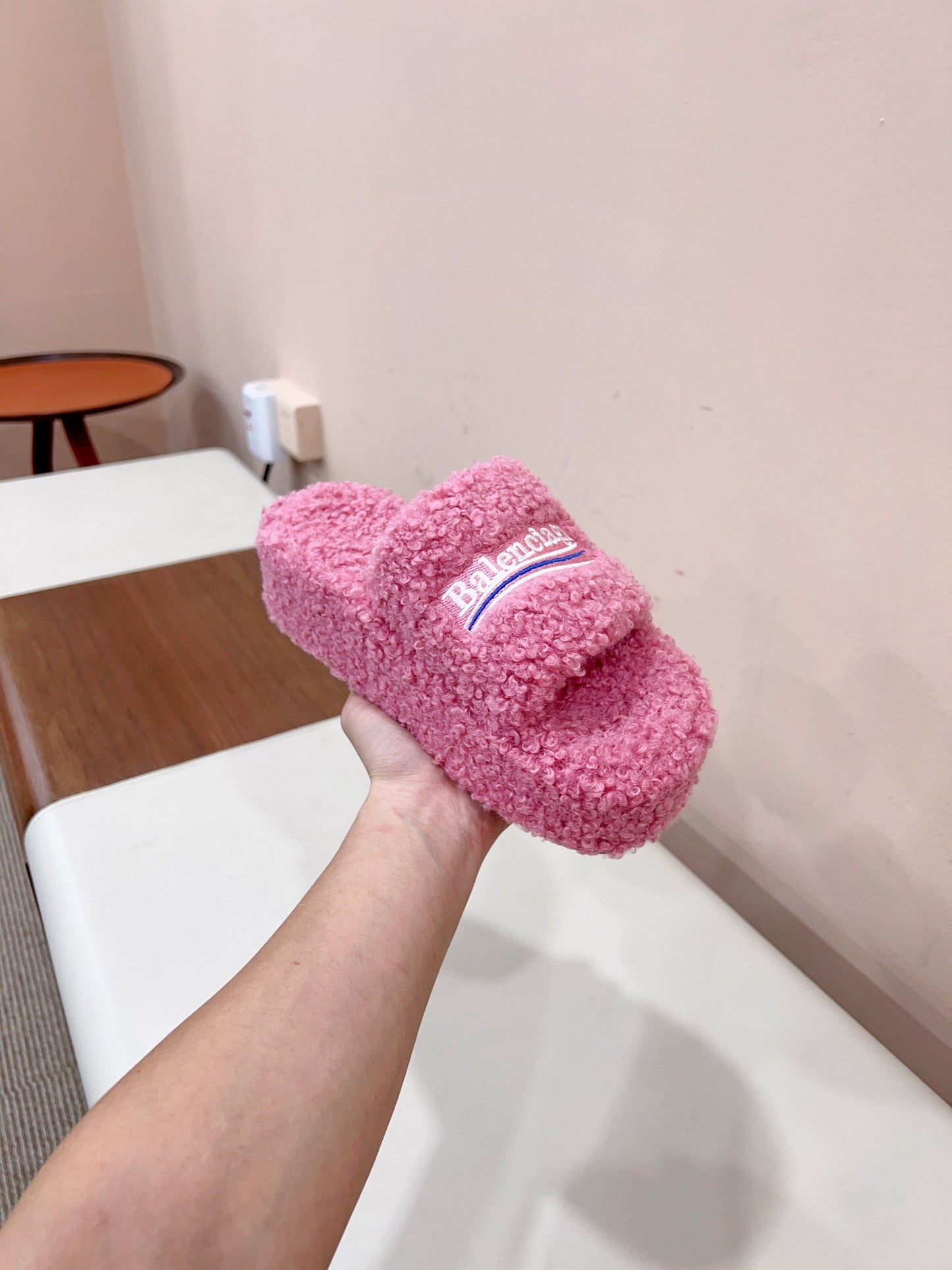 THICK-SOLED SLIPPERS IN PINK WOOL - 35