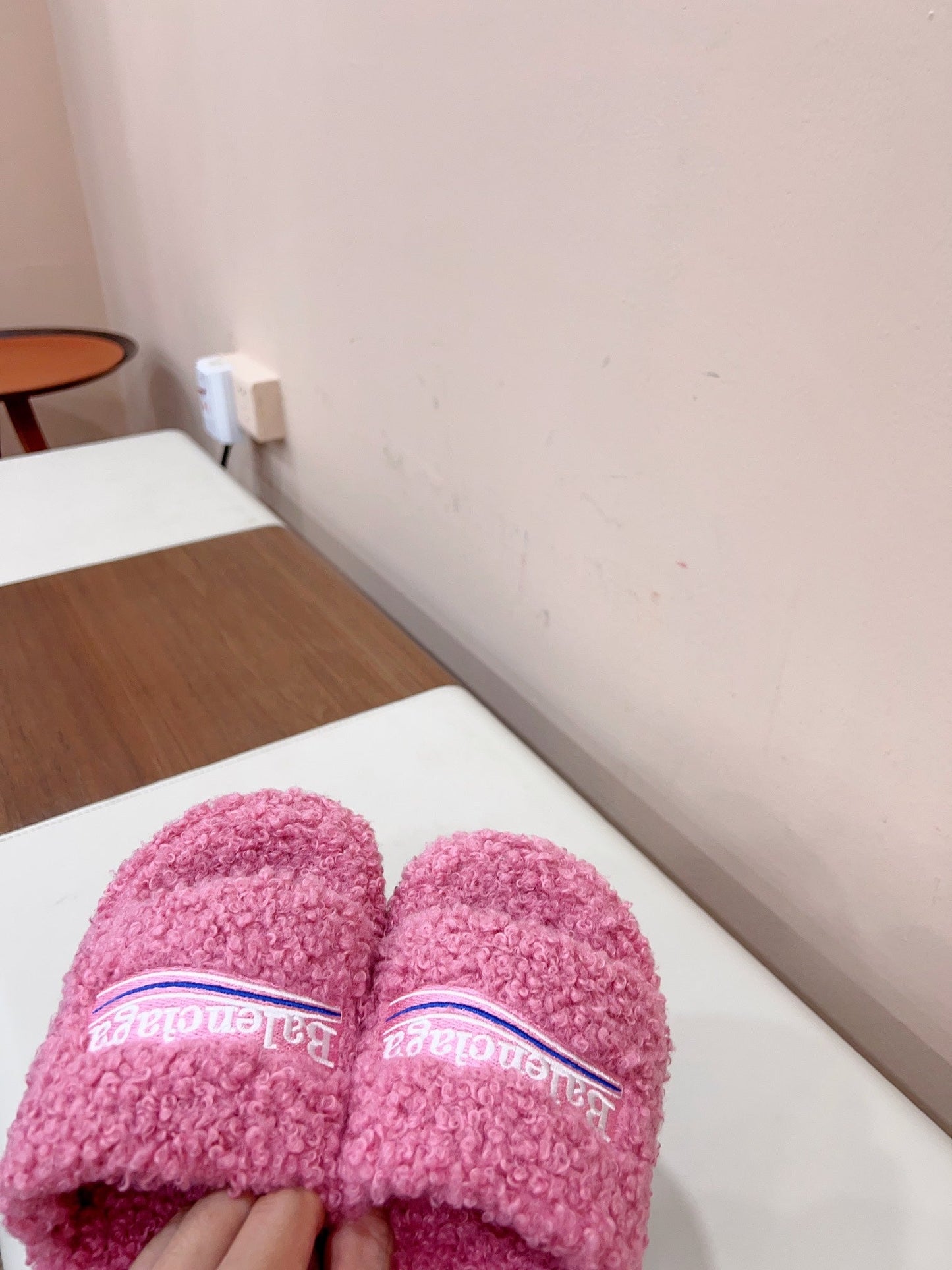 THICK-SOLED SLIPPERS IN PINK WOOL - 35