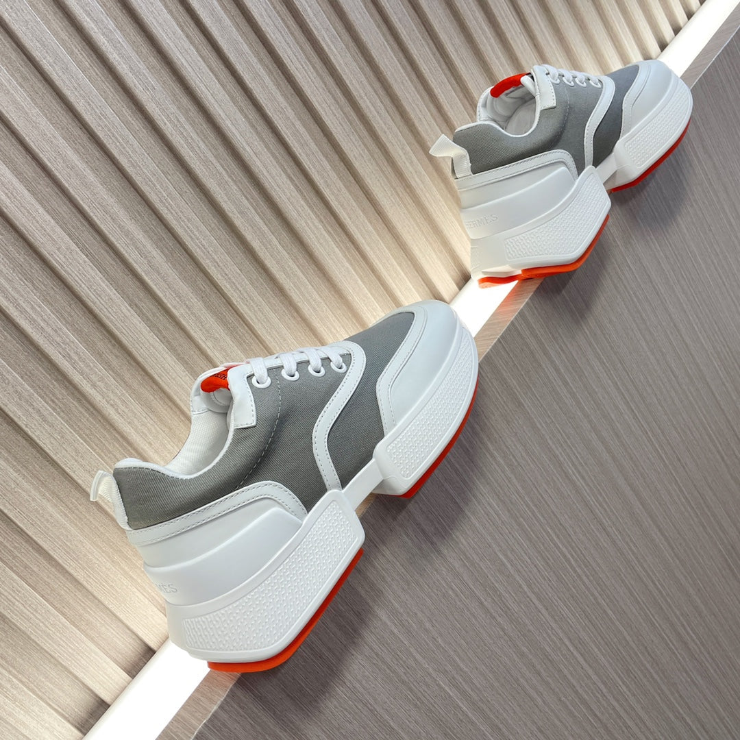 GIGA SNEAKER GRAY MIX WHITE CALFSKIN - 35