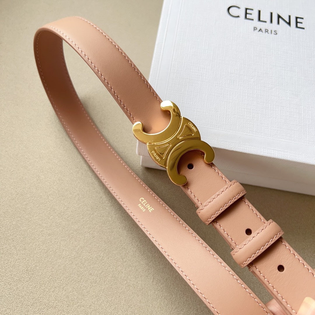 Medium Triomphe Belt 25mm Flamingo Calfskin Ghw - 30