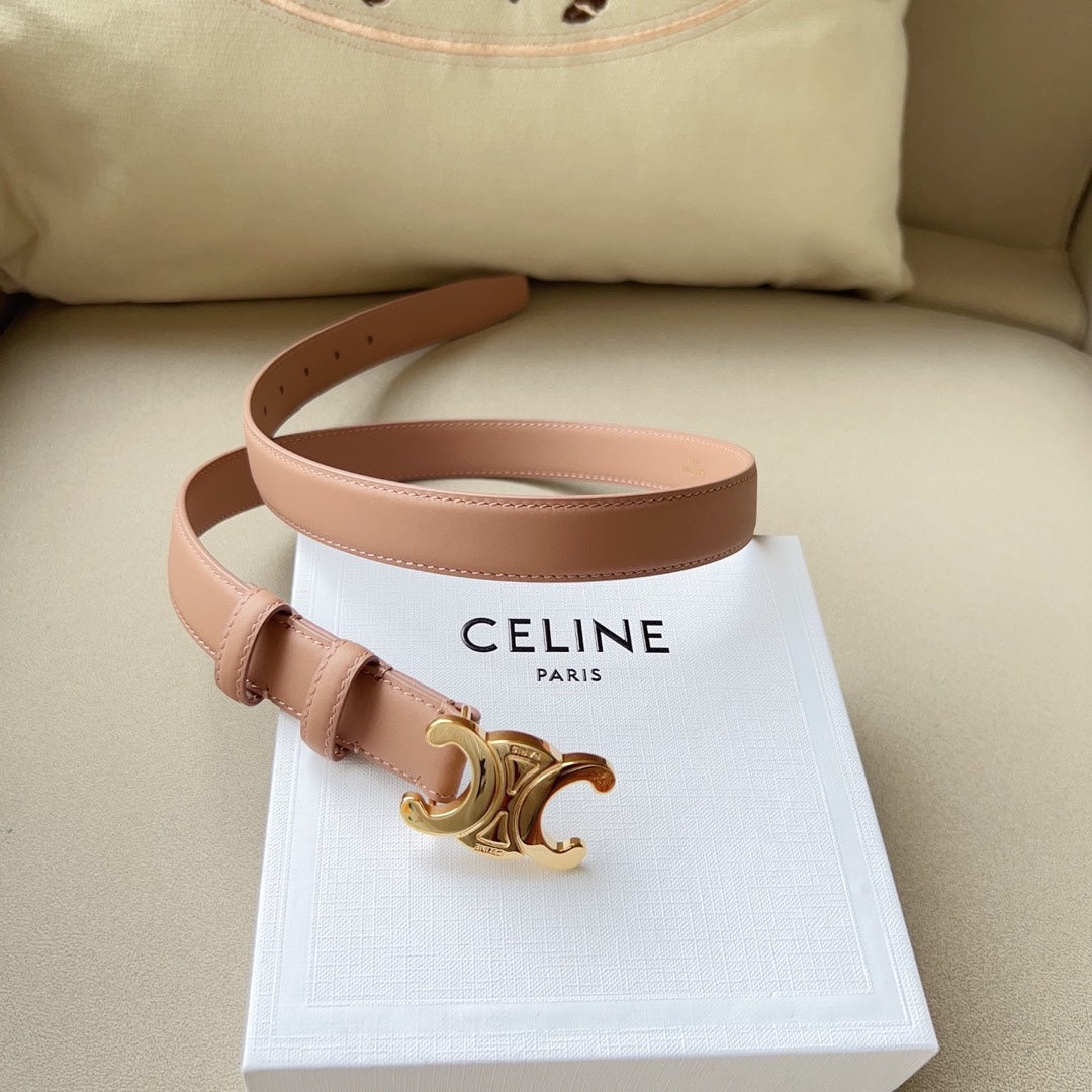 Medium Triomphe Belt 25mm Flamingo Calfskin Ghw - 30