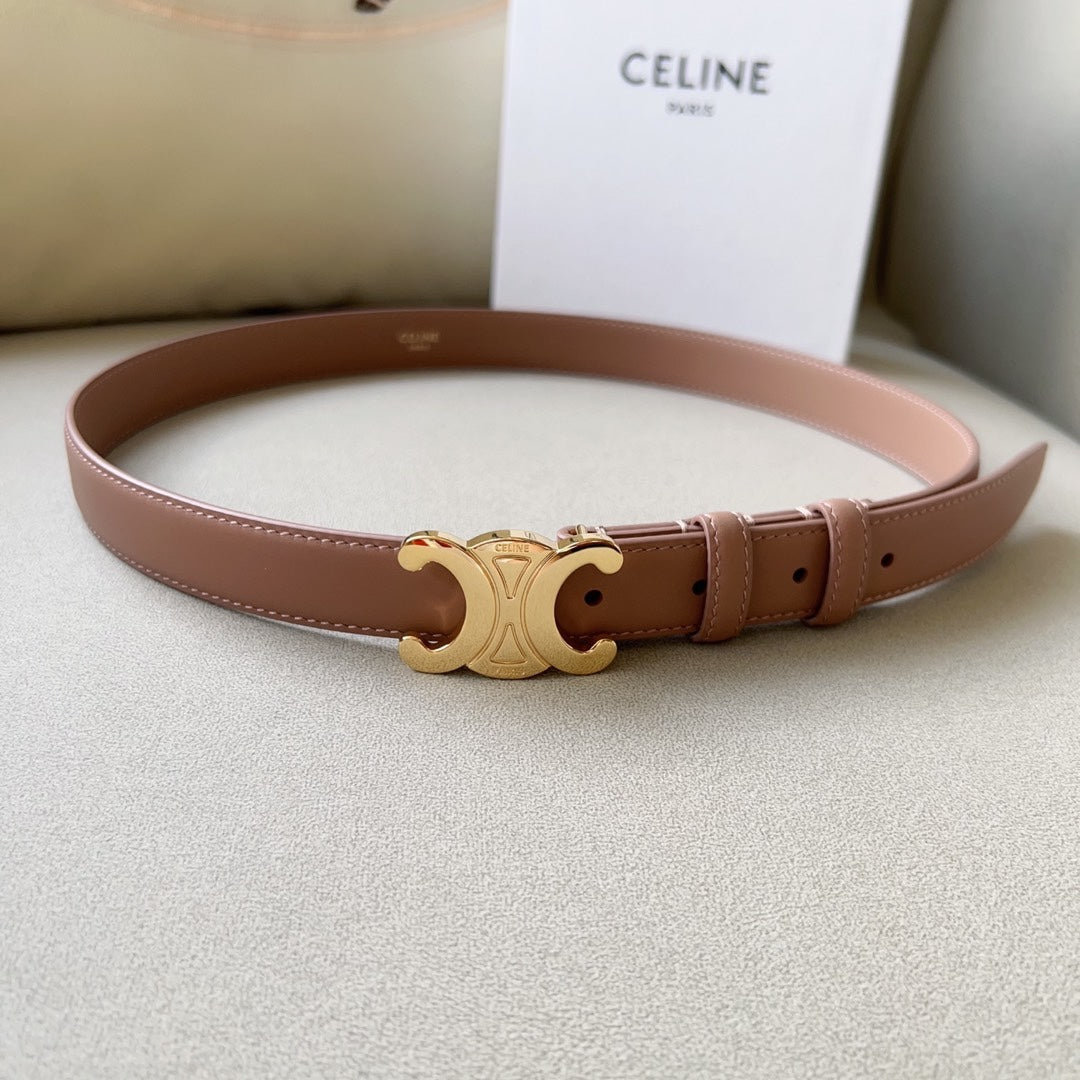 Medium Triomphe Belt 25mm Flamingo Calfskin Ghw - 30