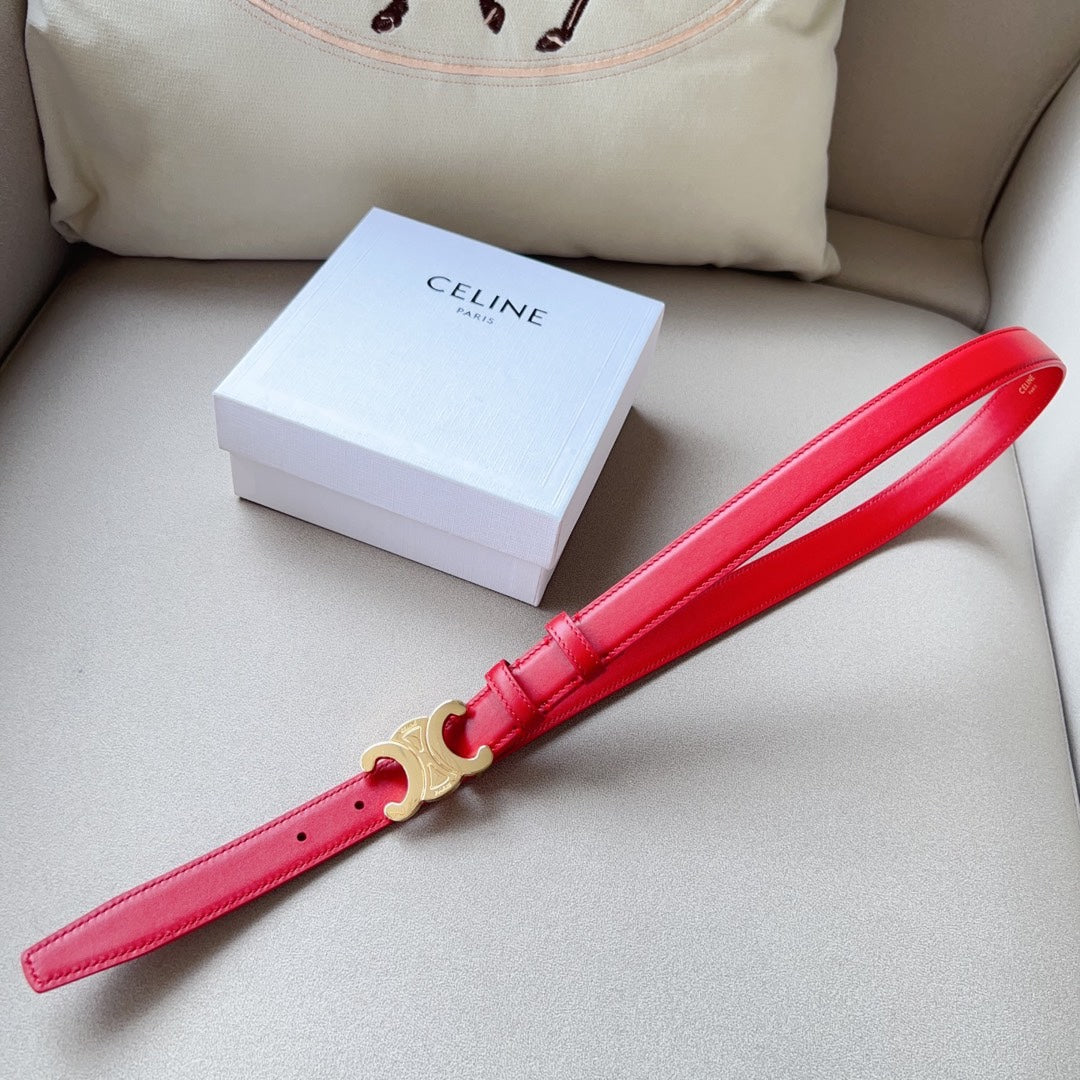 Medium Triomphe Belt 25mm Red Calfskin Ghw - 30