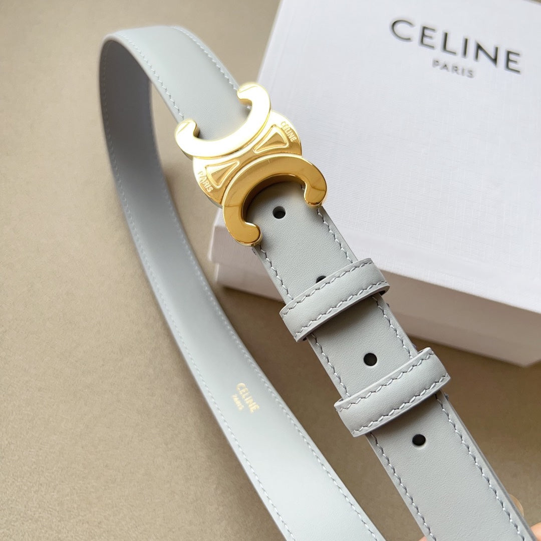 Medium Triomphe Belt 25mm Baby Blue Calfskin Ghw - 30