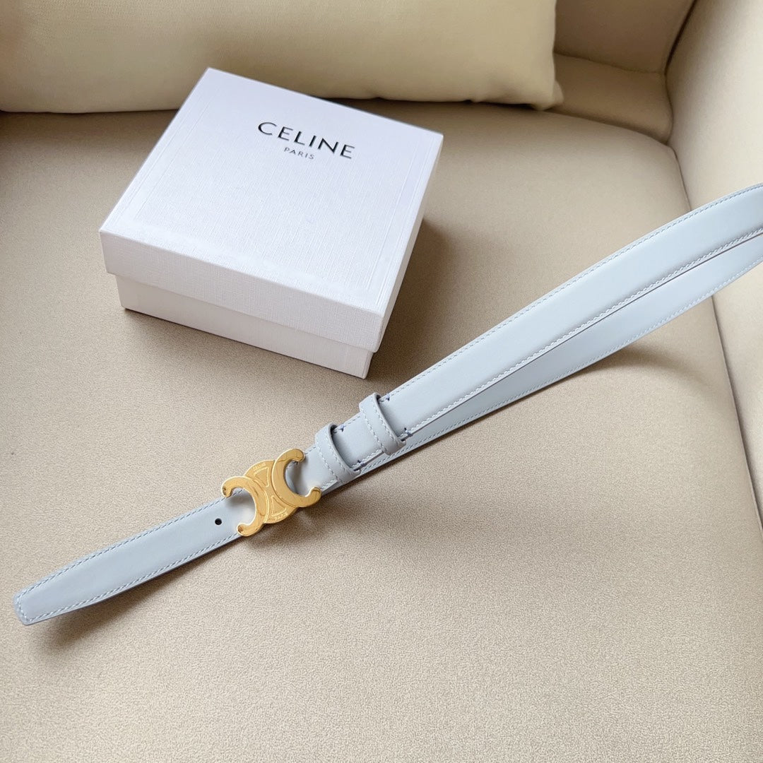 Medium Triomphe Belt 25mm Baby Blue Calfskin Ghw - 30