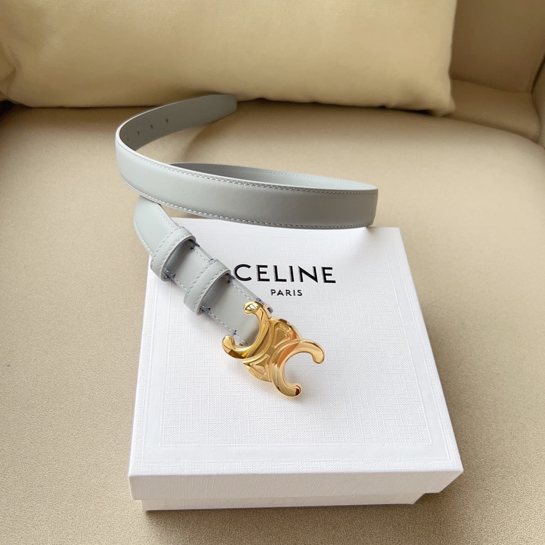 Medium Triomphe Belt 25mm Baby Blue Calfskin Ghw - 30